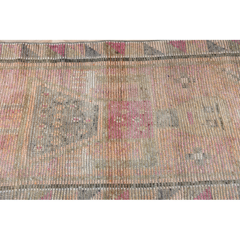 Tapis de couloir turc fait à la main avec un décor bohème unique dans des tons bruns pour un couloir ou un couloir