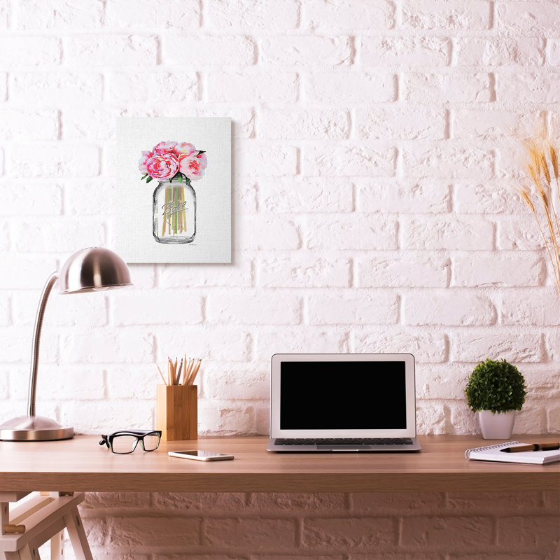 «Fashion Designer Flower Jar Pink Rose», impression, Toile tendue, H 20 po x l 16 po