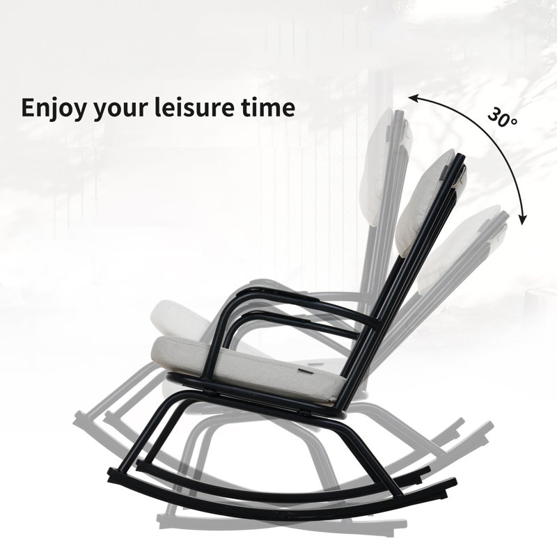 Ensemble de chaises berçantes d'extérieur 3 pièces, Noir