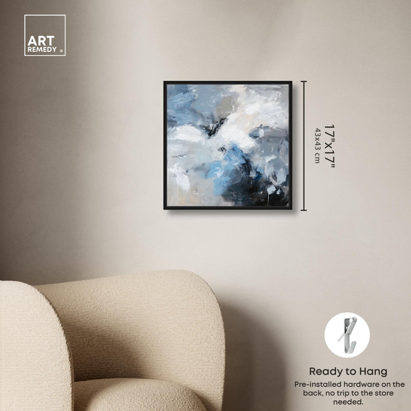 Reproduction sur toile Windswept Expanse Blue Decor par Art Remedy, H 12 po x l 12 po, Structure noire