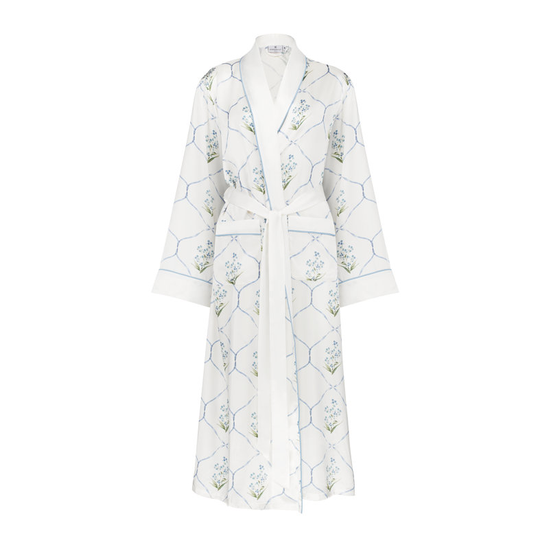 Silk Dressing Gown Forget Me Not, S