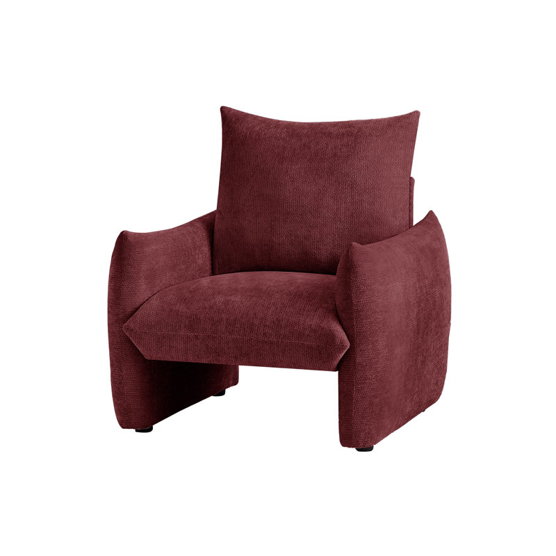 Fauteuil d'appoint rembourré Modern Chenille, Rouge