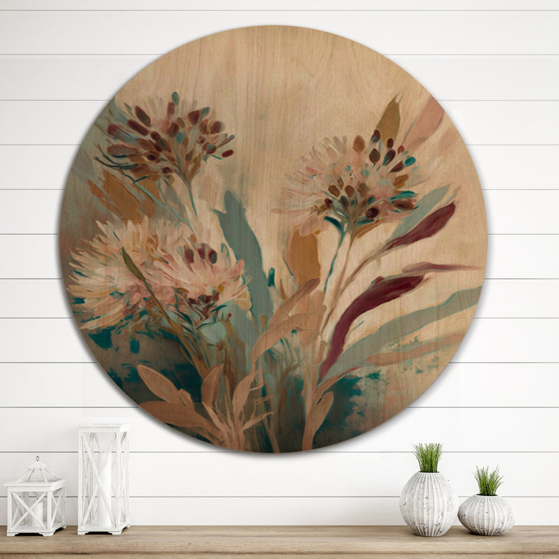 Fleurs sauvages dans des couleurs rétro délavées VI - Art mural floral en bois - Bois de pin naturel