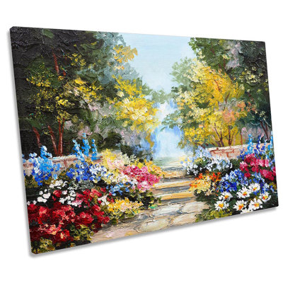 Floral Landscape Summer Repro Framed - Wrapped Canvas Print