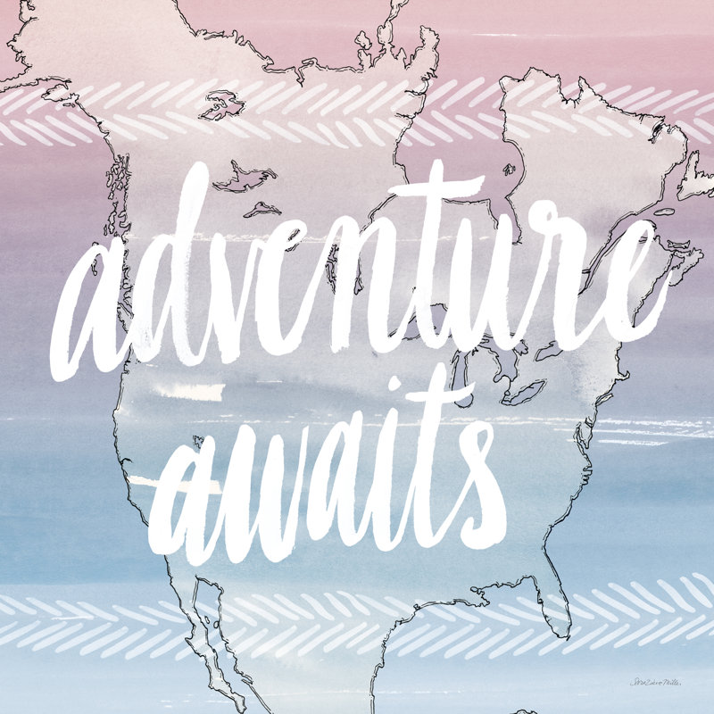 World Traveler Adventure Awaits by Sara Zieve Miller - Wrapped Canvas Print, 30cm H x 30cm W x 3.8cm D
