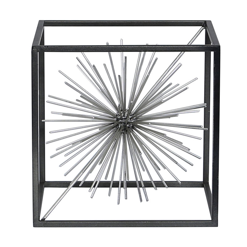Ellefson Abstract Figurines & Sculptures, 20cm H x 20cm W x 20cm D, Black/Silver