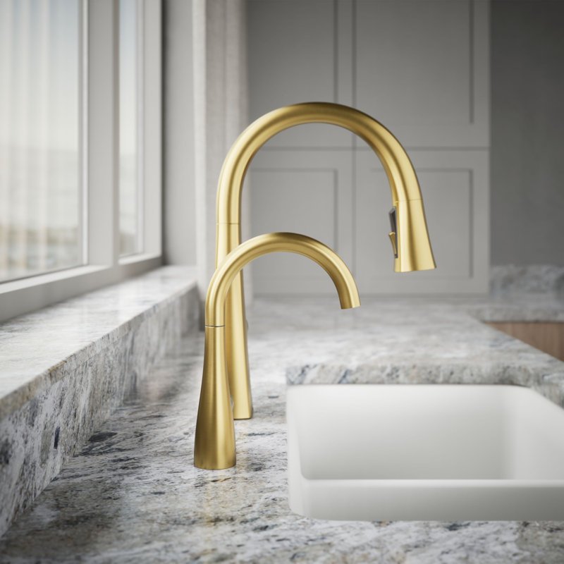 Transitional Beverage Faucet, Vibrant Brushed Moderne Brass
