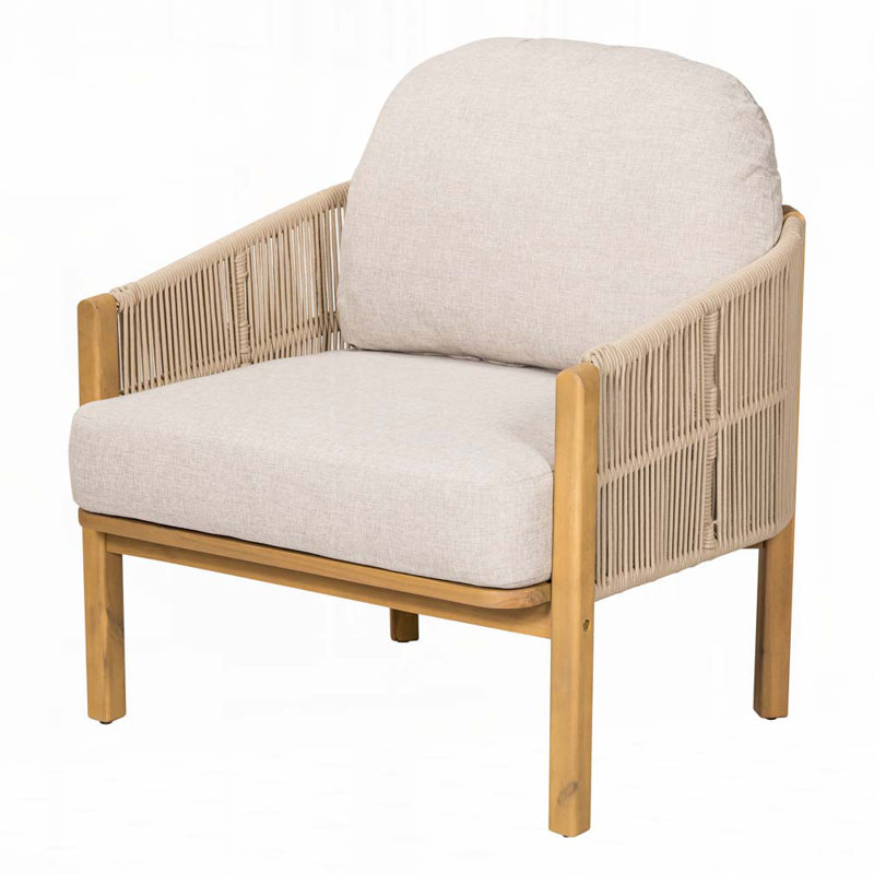 Fauteuil club d'extérieur en bois, Beige, Teck