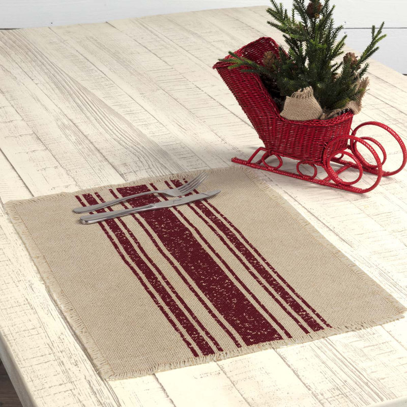  Napperon en coton 18 "Vintage, Rouge