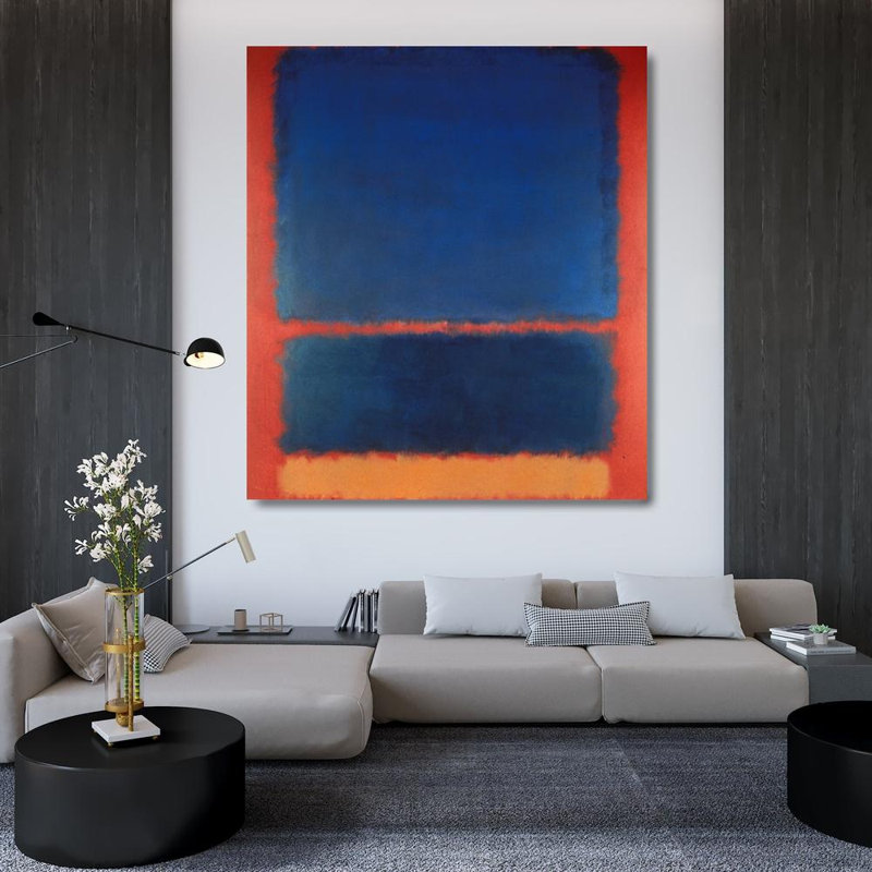 Bleu, orange, rouge, H 41 po x l 36 po