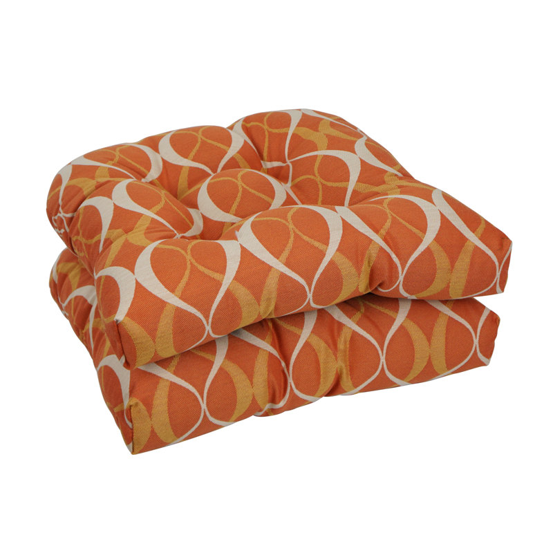 Outdoor 5'' Seat Cushion, Orange/Beige