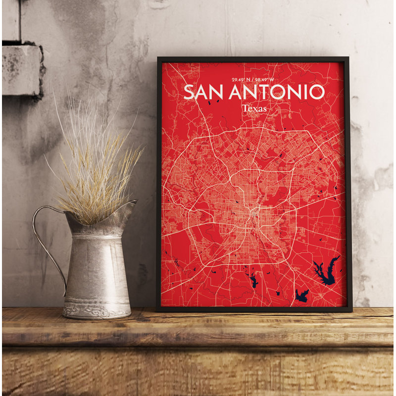 San Antonio City Map - No Frame Print, 43.2cm H x 27.9cm W x 0.13cm D