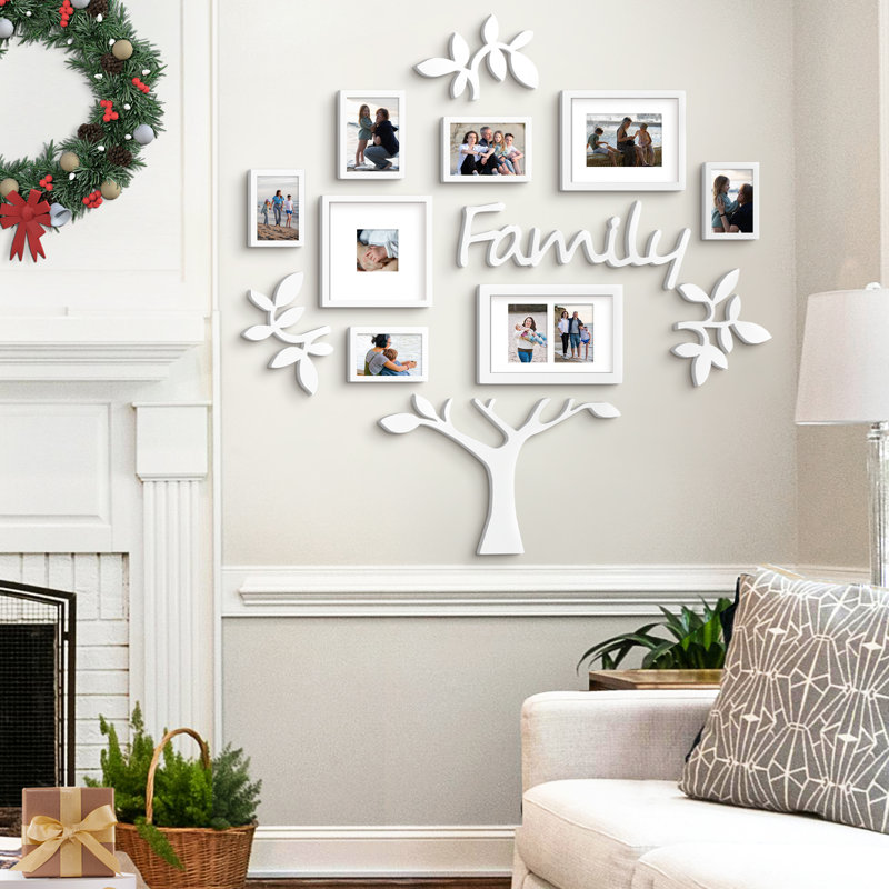 Family Tree Picture Frame Wall Decor Set, White