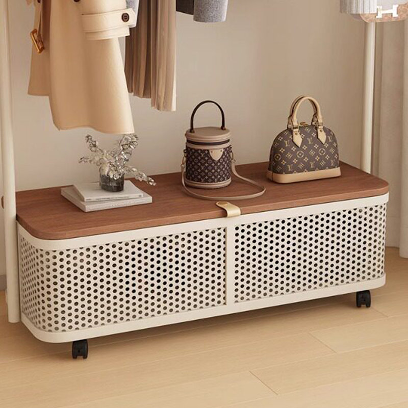 Rolling Hall Tree Rack, Cream/Brown