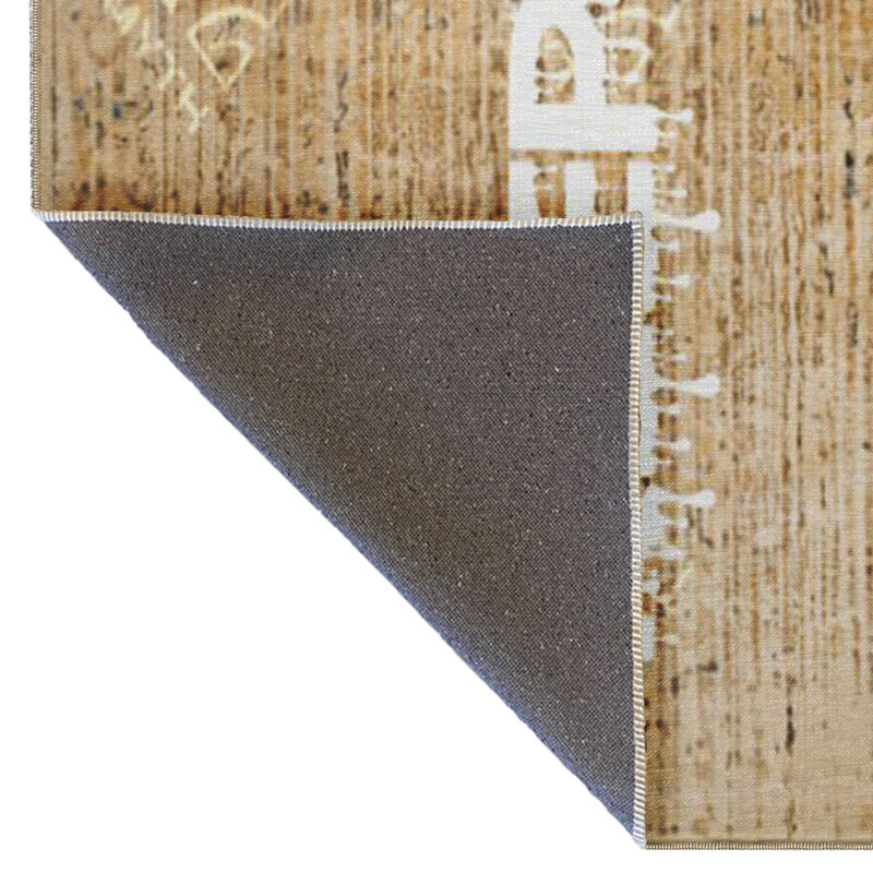 Written Collection Beige Themed "Keep Off" Text Patterned Creative Modern Decorative Rug, Runner 3'3.37" x 6'6.74"
