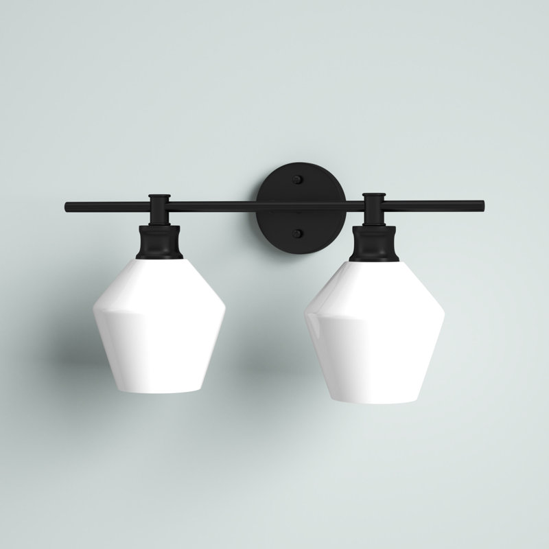 Sullivan Street 2-Light Dimmable Iron Vanity Light , Black, Frosted White