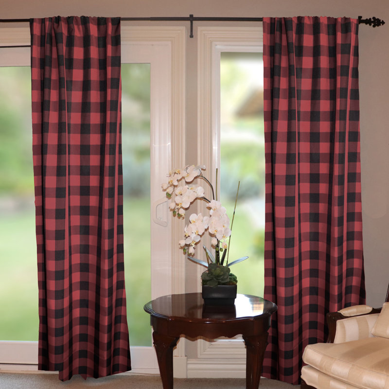 Chestermere Semi Sheer Curtain Single Panel, 56" W x 84" L, Black/Burgundy
