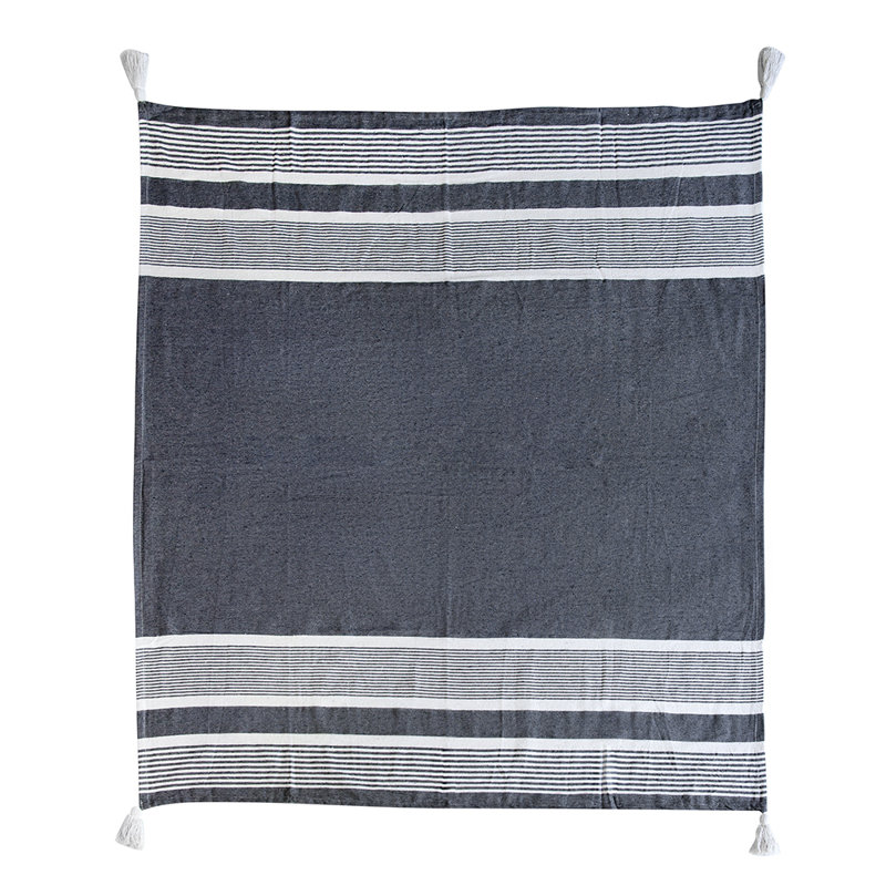 Jeté décoratif en coton recyclé Stripecotton