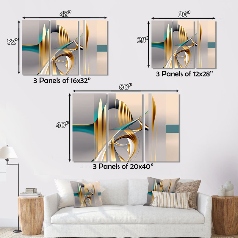 Jannie - Ensemble d'impressions sur toile Fractals, H 28 po x l 36 po x P 1 po