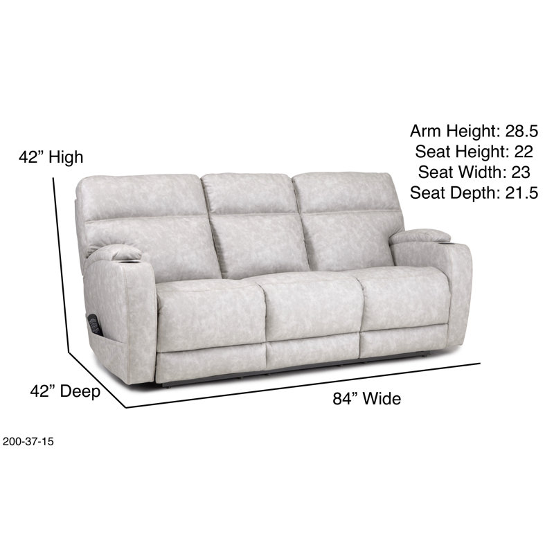 Mochnick Upholstered 84'' Power Reclining Sofa, Cream Polyester Blend