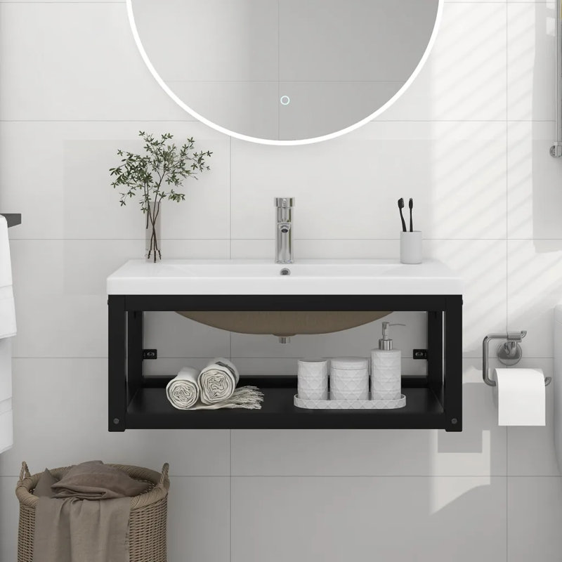 Harshi 81cm Single Bathroom Vanity Base Only, Black
