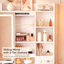 Ensemble de meuble-lavabo compact avec miroir lumineux à DEL réglable, rangement caché et tabouret rembourré, prise de courant intégrée, coiffeuse compacte pour petite chambre à coucher, blanc