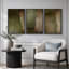 Subtile olive verte abstraite tons de terre triptyque - images très grandes impressions sur toile encadrées 3 pièces-252901044-252901041