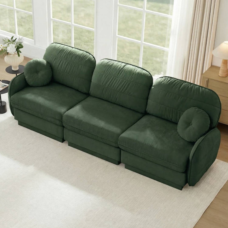 Canapé en chenille Cloud, H 37,4 po x l 105,1 po x P 33,4 po, Vert