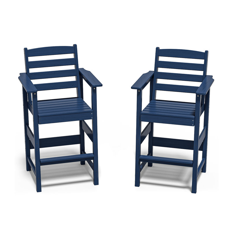 Ensemble de 5 grandes chaises de bar Adirondack - Siège de patio en PEHD toutes saisons, Marine