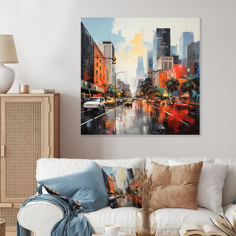 «Houston Cityscape Sunset Dream» - art mural en métal Houston, H 16 po x l 16 po x P 1 po