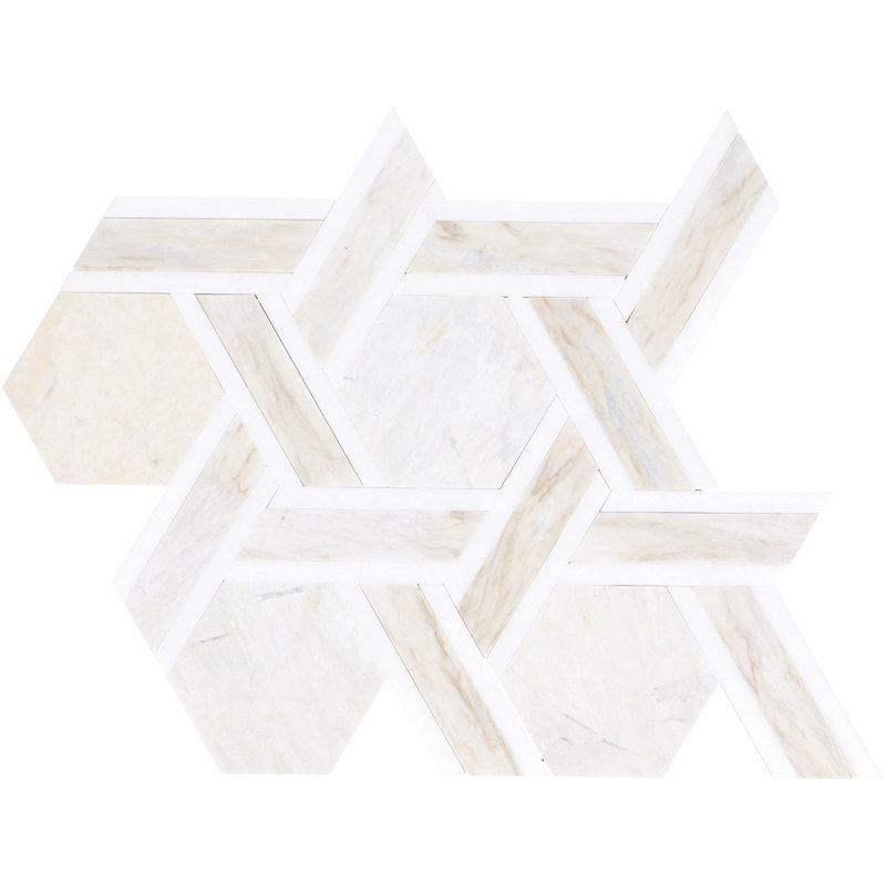 Mosaïque hexagonale en pierre naturelle Daltile Fonte (10 pièces par carton) (8,40 pieds carrés par carton), Blanc