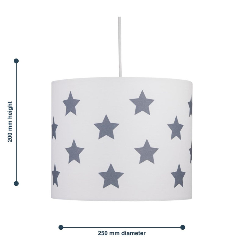 20cm H Cotton Drum Pendant Shade ( Uno ), White/Grey