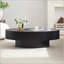 Table basse ovale avec relief fabriqué à la main et conception en forme d'olive-1728857929