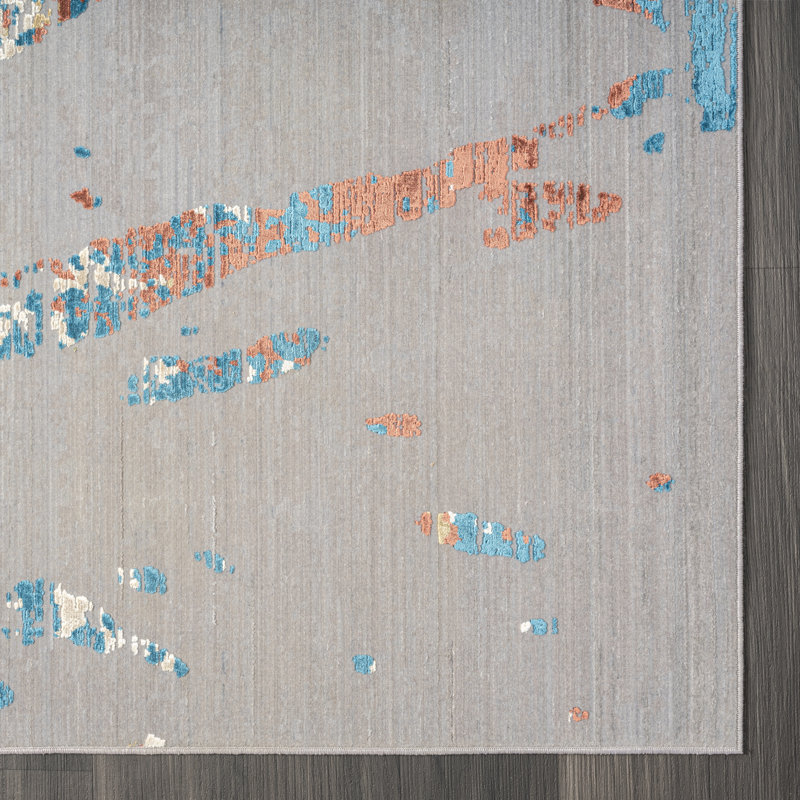 Lydian Abstract Area Rug in Grey, Rectangle 13'2" x 16'5"