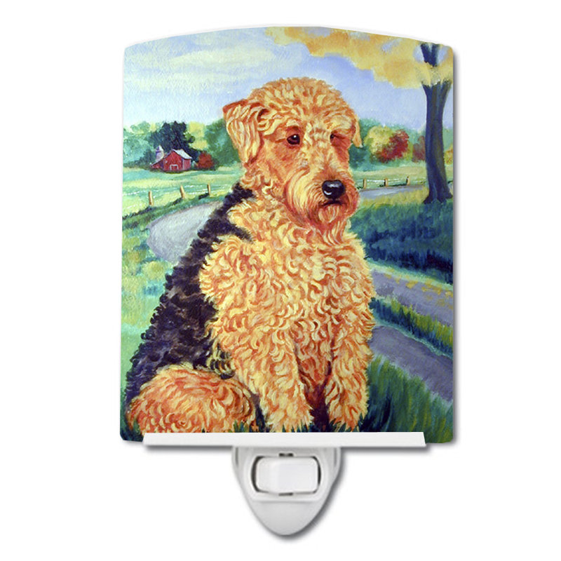 Éclairage de nuit en céramique airedale terrier