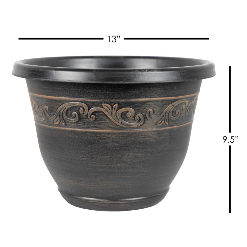 Ranson Pot Planter, Gold, 9.5" H x 13" W x 13" D
