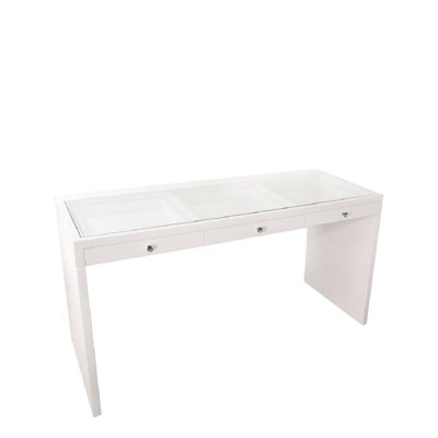 Bureau de maquillage Slay Station Pro avec 3 tiroirs, boutons de style diamant