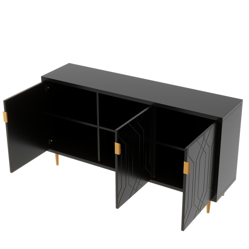 Neemah 65.03'' Sideboard,Buffet,Dining cabinet,Credenza with Doors and Adjustable Shelves, Black