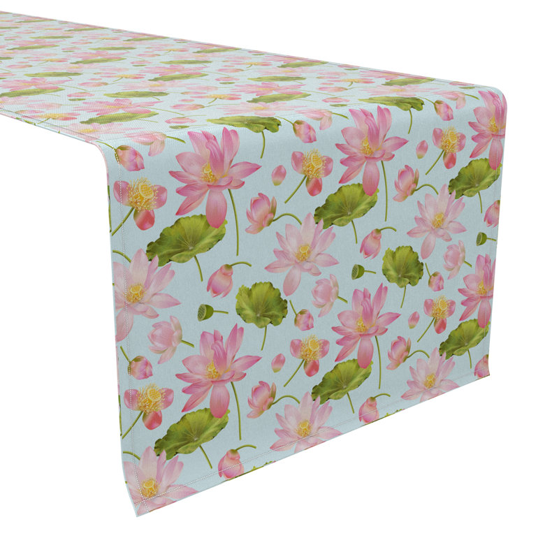 Rectangular Floral Cotton Twill Table Runner, 108" L x 16" W