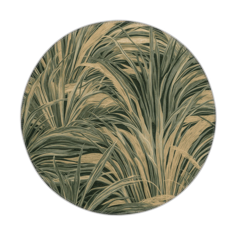 Botanical Brown Indoor and Outdoor Area Rug, Round 5'