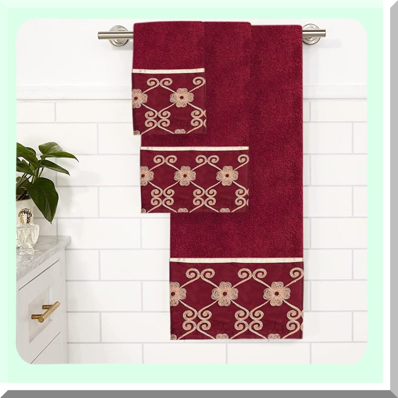 LuxuraSoft Burgundy Towels - Vlegant Rosa Collection, 21 x 12