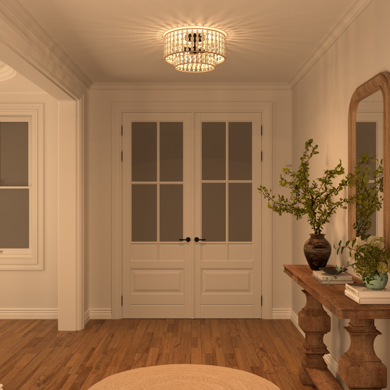 Plafonnier encastré à perle en bois à 3 lumières Keronue Boho