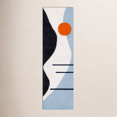 Felipe Ivory Blue Hand-Tufted Wool Abstract Rug