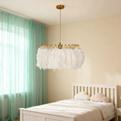 20.9-inch Dimmable Feather Chandelier With Bulb