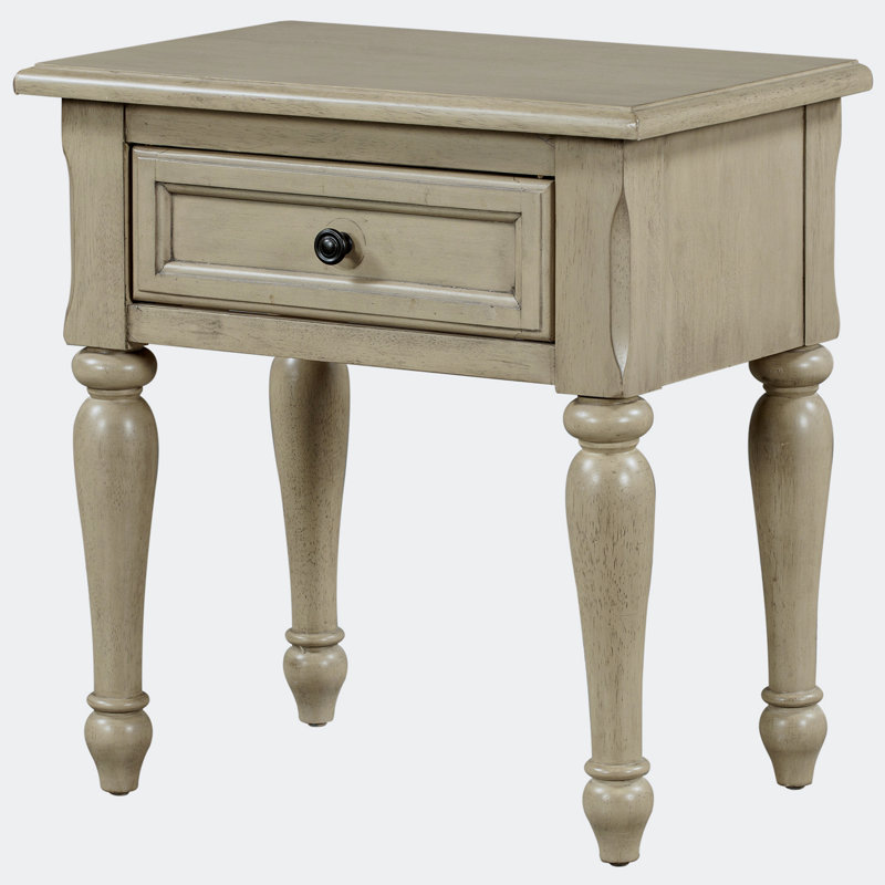 Table de chevet de chambre à coucher avec tiroir de rangement, Gris pierre