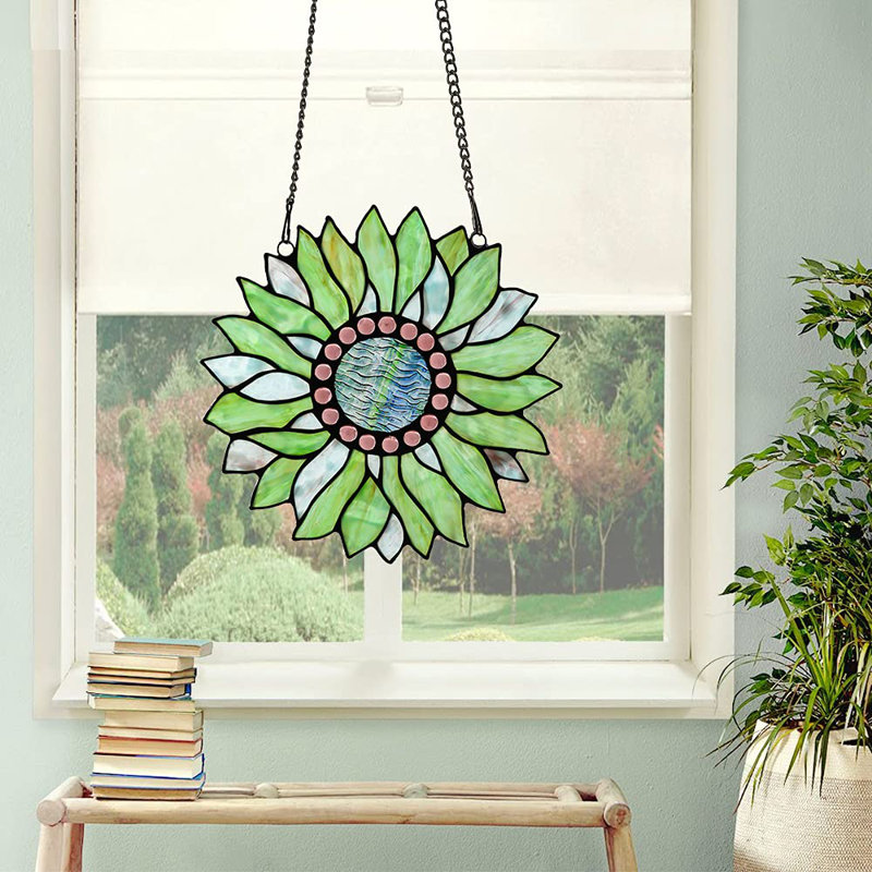 Panneau de vitrail Sunflower, Bleu saphir