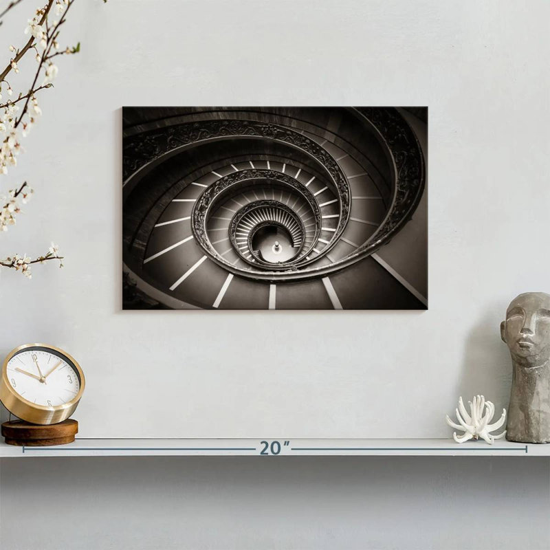 Reproduction d'art sur toile avec escalier en colimaçon, H 8 po x l 12 po x P 1 po