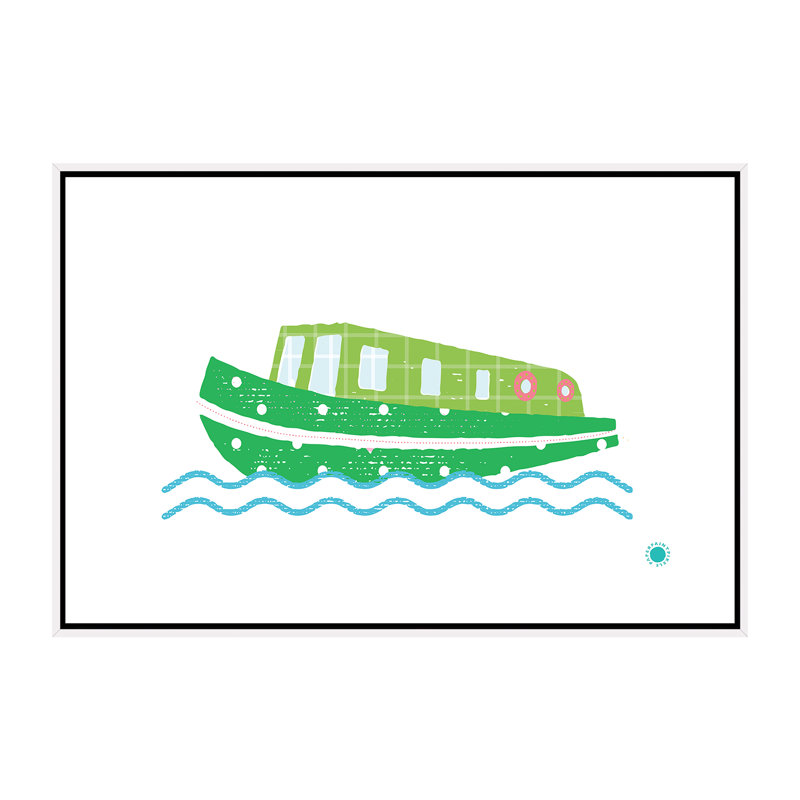 Bateau étroit - impression d'art graphique, Toile blanche encadrée, H 40 po x l 60 po x 1,5 po, Pas de tapis
