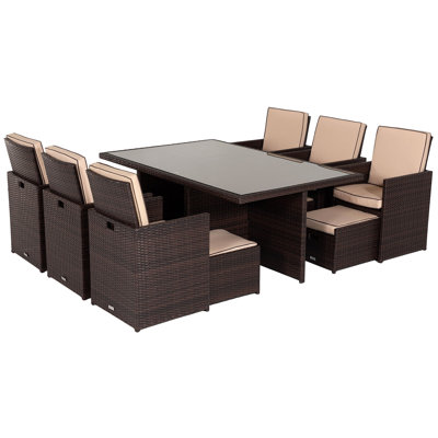 Wren 6 - Person Wicker Patio Dining Set with Square Table , Cushions Included