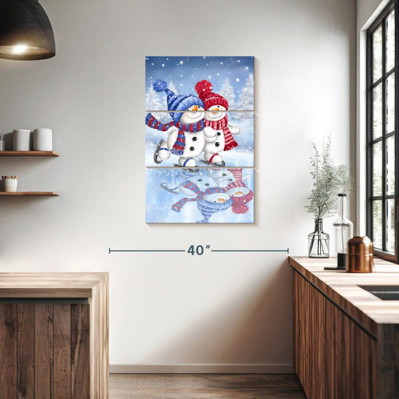 Lelend, bonhomme de neige, patinage en couple, H 38 po x l 24 po